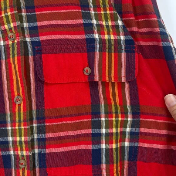 Liz Claiborne Sport Vintage Tartan Plaid Button Down Shirt Size M Red Classic - Picture 5 of 11